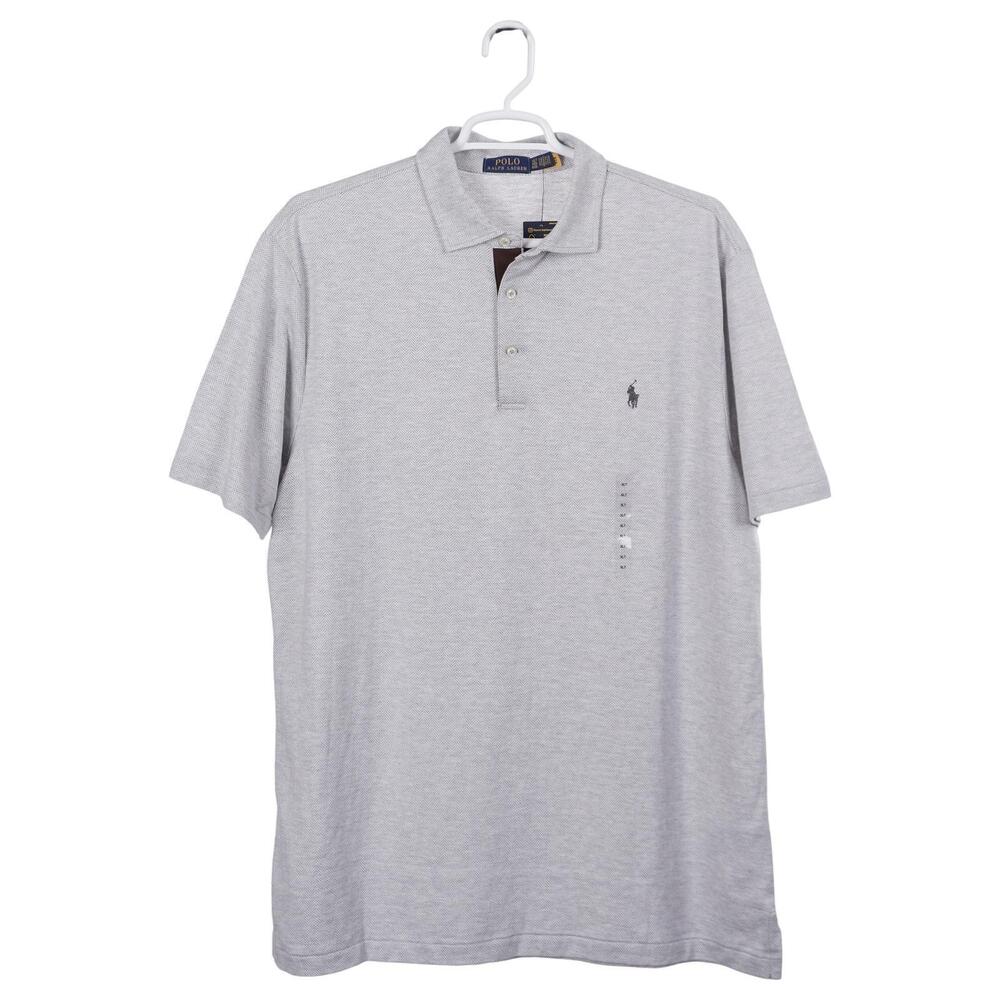 NWT Polo Ralph Lauren Polo Shirt XLT Gray Herringbone Short Sleeve Pony Logo